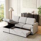 Divano letto modulare a L con contenitore e porta di ricarica | Beige / Grigio / Nero | Posti a sedere 3-4