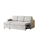 Divano letto modulare a L con contenitore e porta di ricarica | Beige / Grigio / Nero | Posti a sedere 3-4