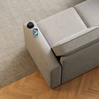 Divano letto modulare a L con contenitore e porta di ricarica | Beige / Grigio / Nero | Posti a sedere 3-4