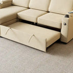 Divano letto modulare a L con contenitore e porta di ricarica | Beige / Grigio / Nero | Posti a sedere 3-4