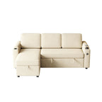 Divano letto modulare a L con contenitore e porta di ricarica | Beige / Grigio / Nero | Posti a sedere 3-4