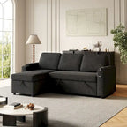 Divano letto modulare a L con contenitore e porta di ricarica | Beige / Grigio / Nero | Posti a sedere 3-4
