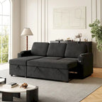 Divano letto modulare a L con contenitore e porta di ricarica | Beige / Grigio / Nero | Posti a sedere 3-4