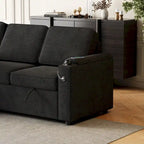 Divano letto modulare a L con contenitore e porta di ricarica | Beige / Grigio / Nero | Posti a sedere 3-4