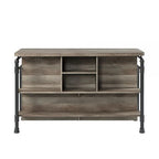 Isola da Cucina 59" con 2 Ripiani, Marrone e Grigio, Top in Legno, Fissa