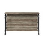 Isola da Cucina 59" con 2 Ripiani, Marrone e Grigio, Top in Legno, Fissa