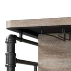 Isola da Cucina 59" con 2 Ripiani, Marrone e Grigio, Top in Legno, Fissa