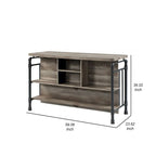 Isola da Cucina 59" con 2 Ripiani, Marrone e Grigio, Top in Legno, Fissa