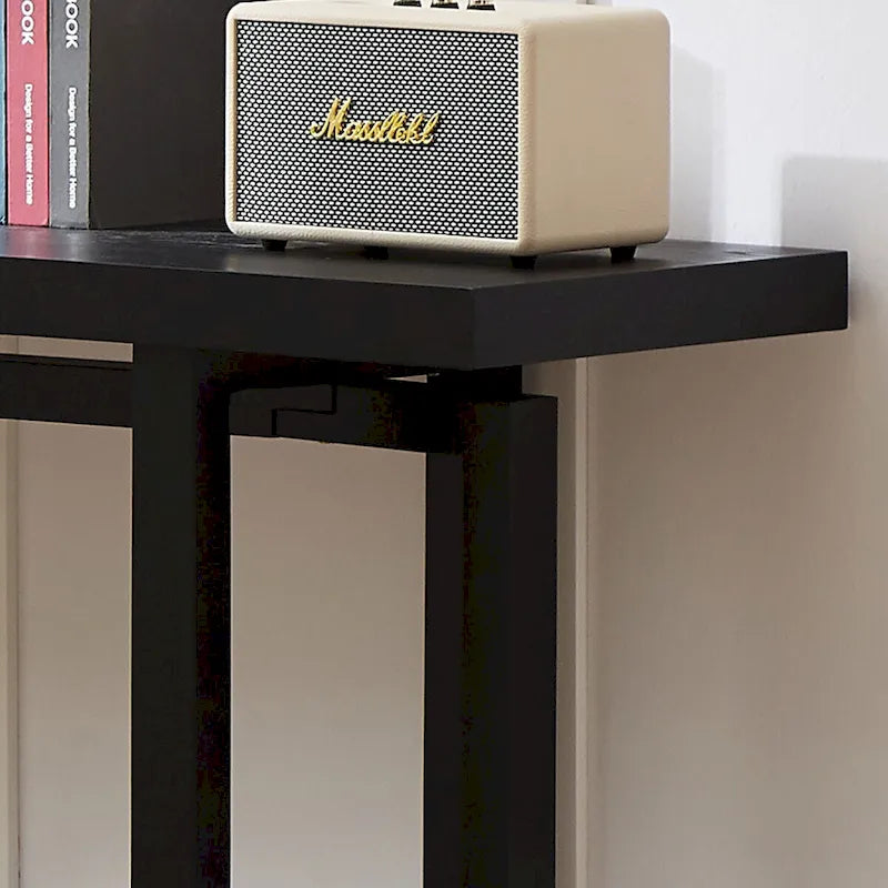 Consolle Nera/Naturale, Piano in MDF e Gambe in Legno di Gomma, Tavolo d'Ingresso da 150 cm