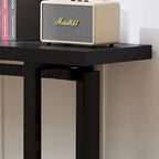 Consolle Nera/Naturale, Piano in MDF e Gambe in Legno di Gomma, Tavolo d'Ingresso da 150 cm