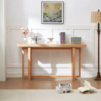Consolle Nera/Naturale, Piano in MDF e Gambe in Legno di Gomma, Tavolo d'Ingresso da 150 cm