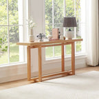 Consolle Nera/Naturale, Piano in MDF e Gambe in Legno di Gomma, Tavolo d'Ingresso da 150 cm