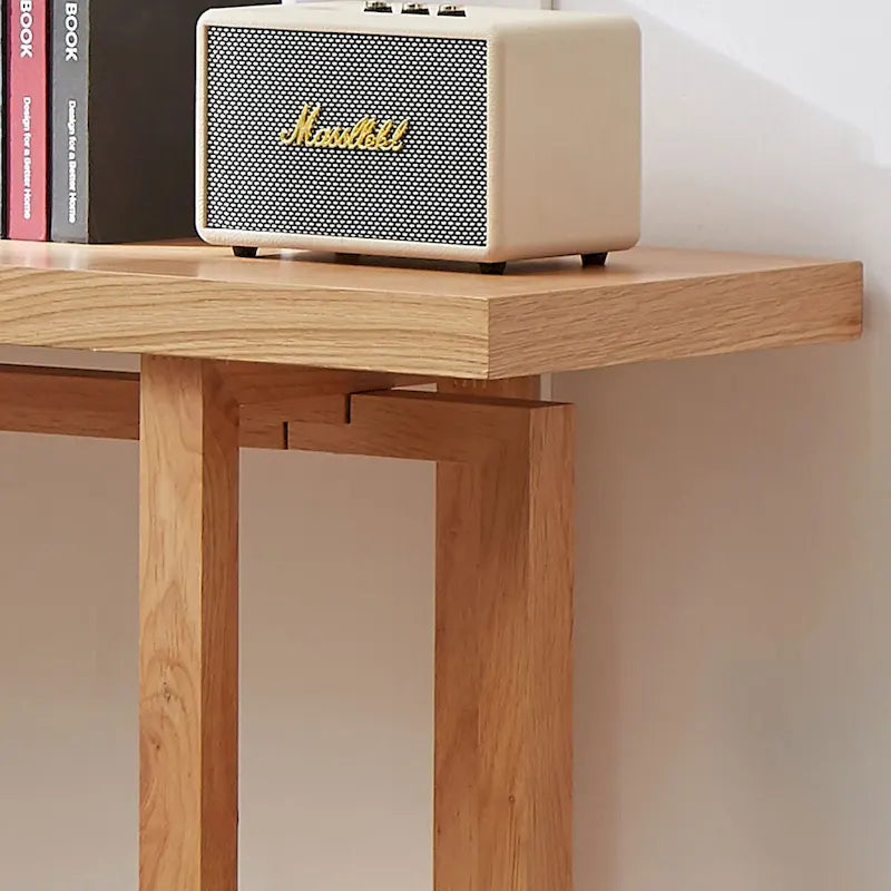 Consolle Nera/Naturale, Piano in MDF e Gambe in Legno di Gomma, Tavolo d'Ingresso da 150 cm