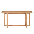 Consolle Nera/Naturale, Piano in MDF e Gambe in Legno di Gomma, Tavolo d'Ingresso da 150 cm