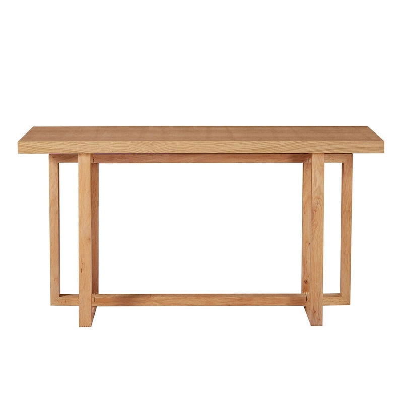 Consolle Nera/Naturale, Piano in MDF e Gambe in Legno di Gomma, Tavolo d'Ingresso da 150 cm