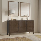 Mobile Credenza a 3 Ante Noce, Stile Mid-Century Moderno