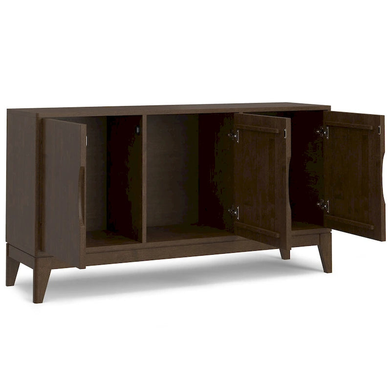 Mobile Credenza a 3 Ante Noce, Stile Mid-Century Moderno