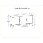 Mobile Credenza a 3 Ante Noce, Stile Mid-Century Moderno