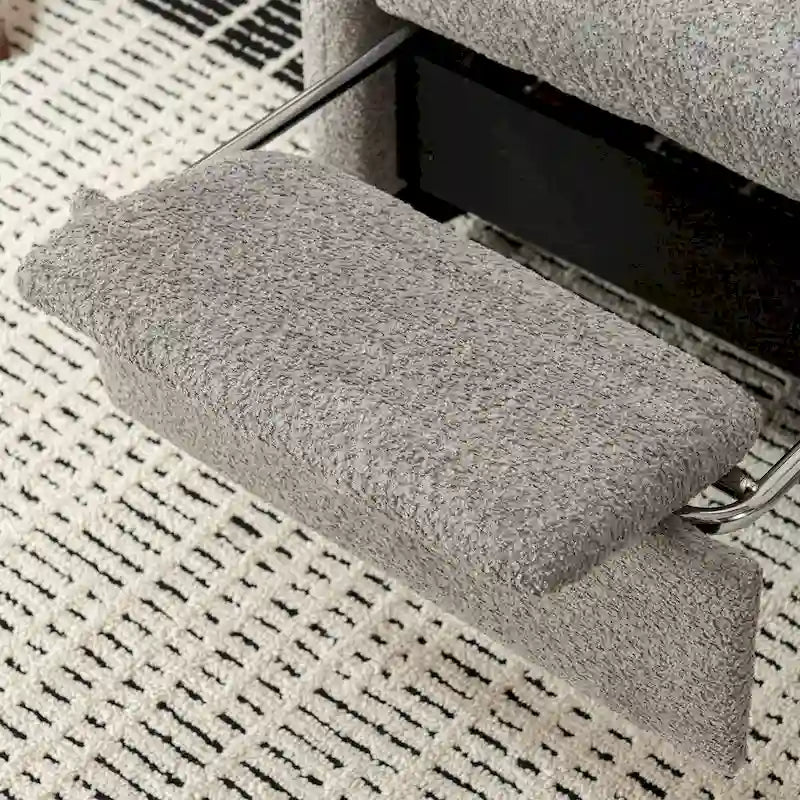 Sedia a Dondolo Imbottita High-Back Grigio/Beige con Poggiapiedi e Tasca Laterale, Posto Singolo