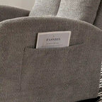 Sedia a Dondolo Imbottita High-Back Grigio/Beige con Poggiapiedi e Tasca Laterale, Posto Singolo