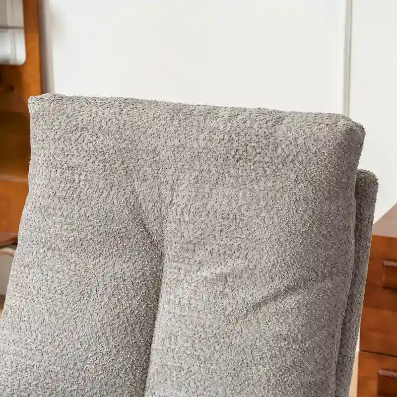 Sedia a Dondolo Imbottita High-Back Grigio/Beige con Poggiapiedi e Tasca Laterale, Posto Singolo