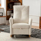 Sedia a Dondolo Imbottita High-Back Grigio/Beige con Poggiapiedi e Tasca Laterale, Posto Singolo