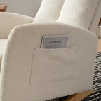Sedia a Dondolo Imbottita High-Back Grigio/Beige con Poggiapiedi e Tasca Laterale, Posto Singolo