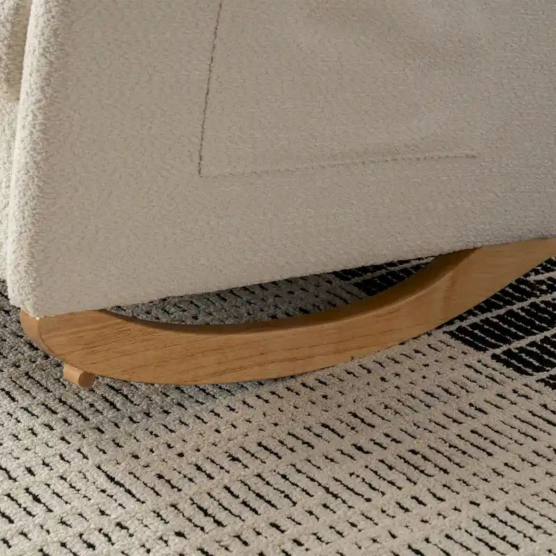 Sedia a Dondolo Imbottita High-Back Grigio/Beige con Poggiapiedi e Tasca Laterale, Posto Singolo
