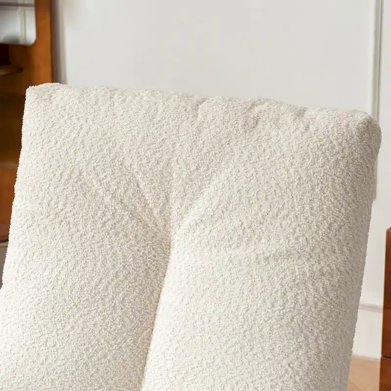 Sedia a Dondolo Imbottita High-Back Grigio/Beige con Poggiapiedi e Tasca Laterale, Posto Singolo