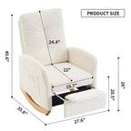 Sedia a Dondolo Imbottita High-Back Grigio/Beige con Poggiapiedi e Tasca Laterale, Posto Singolo