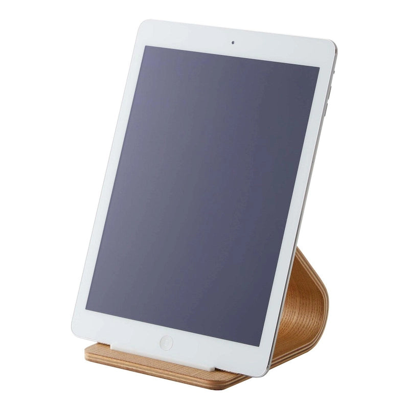Supporto per tablet in legno, singolo dispositivo, frassino/noce, L14×P12×A11,5 cm