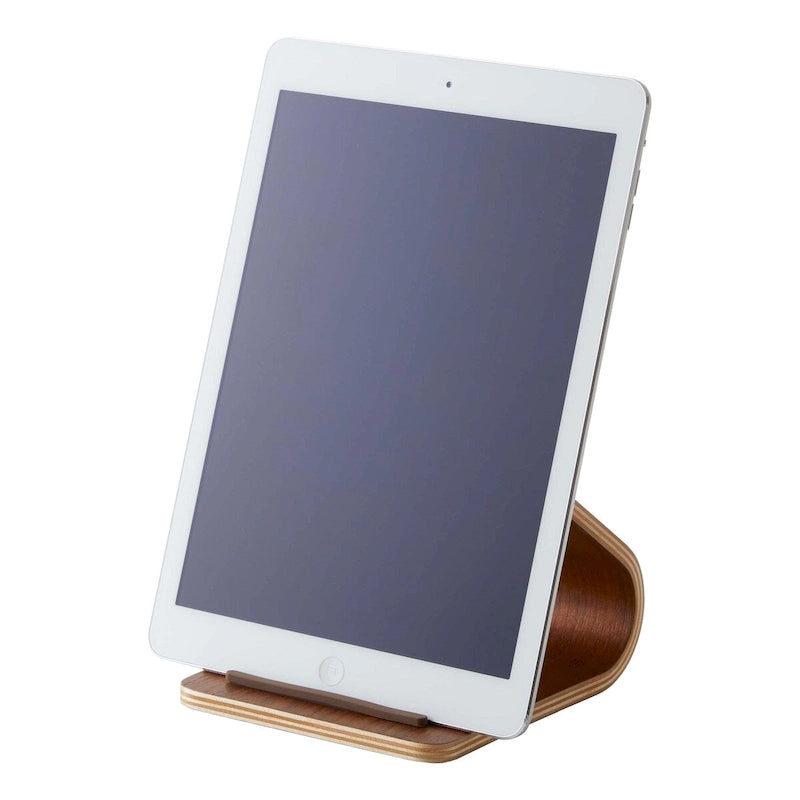 Supporto per tablet in legno, singolo dispositivo, frassino/noce, L14×P12×A11,5 cm