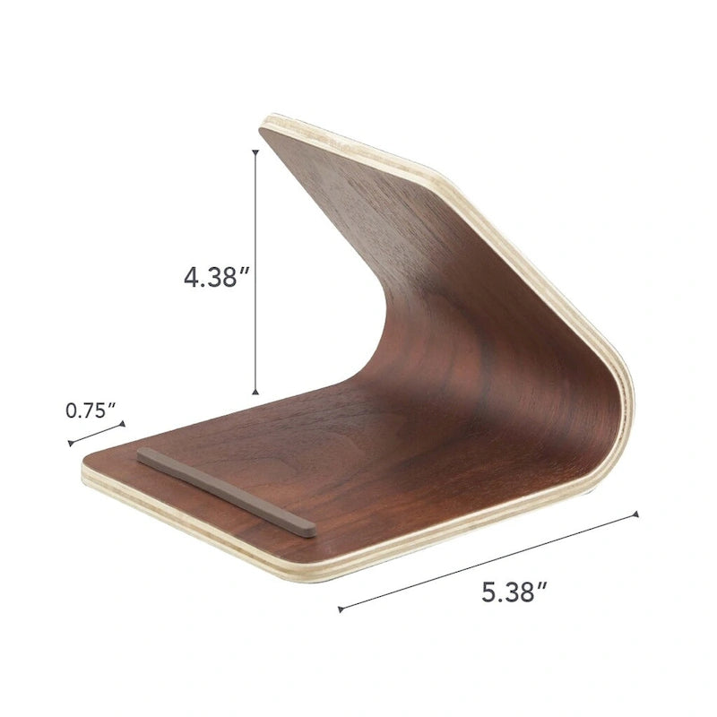 Supporto per tablet in legno, singolo dispositivo, frassino/noce, L14×P12×A11,5 cm