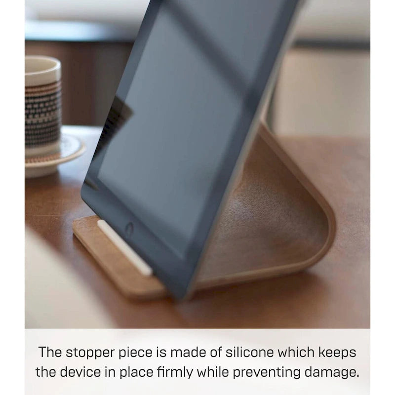 Supporto per tablet in legno, singolo dispositivo, frassino/noce, L14×P12×A11,5 cm