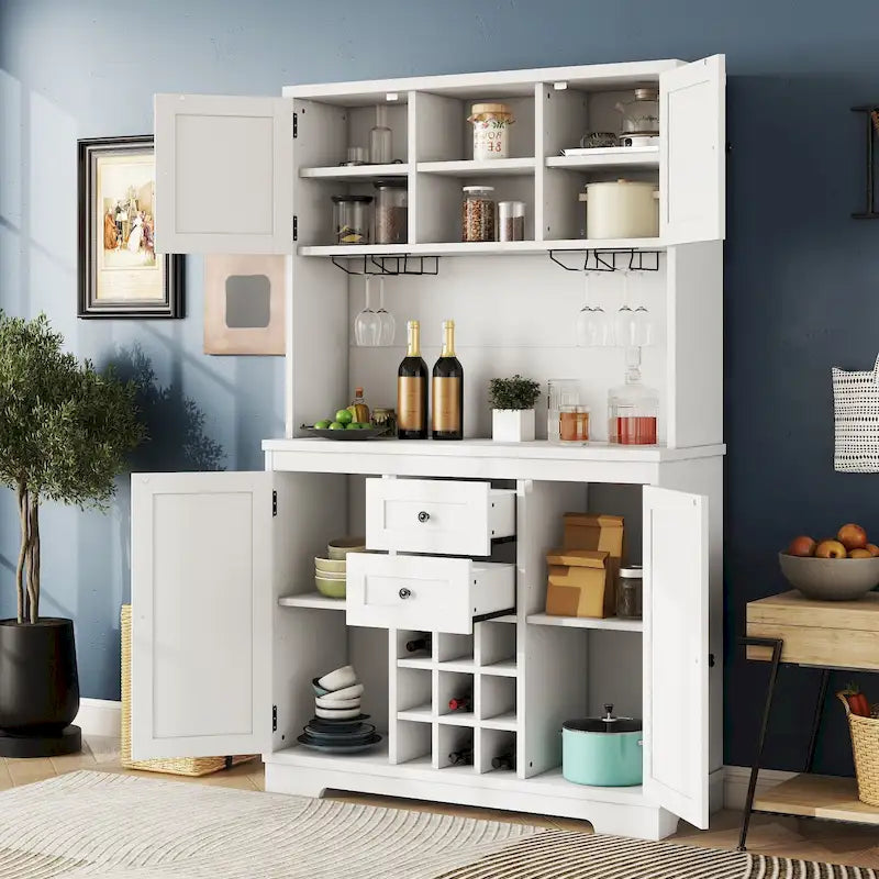 Mobile bar indipendente Off White/Blu/Marrone con portabottiglie