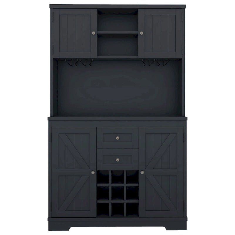 Mobile bar indipendente Off White/Blu/Marrone con portabottiglie