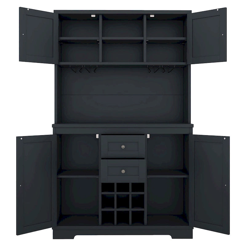 Mobile bar indipendente Off White/Blu/Marrone con portabottiglie