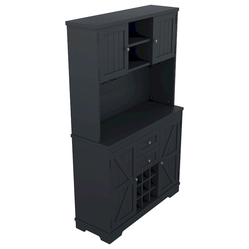 Mobile bar indipendente Off White/Blu/Marrone con portabottiglie