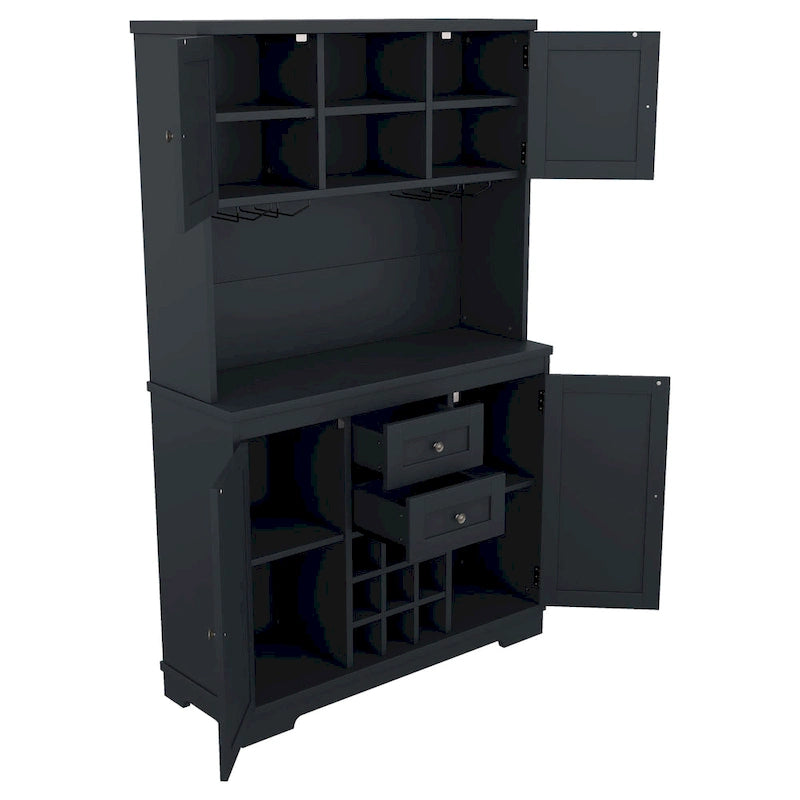 Mobile bar indipendente Off White/Blu/Marrone con portabottiglie