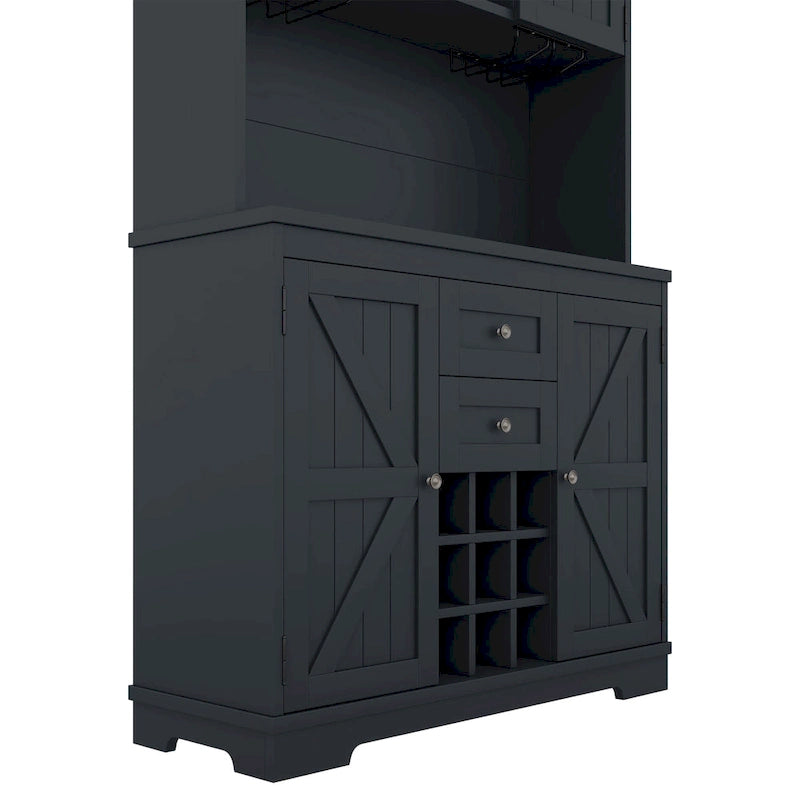 Mobile bar indipendente Off White/Blu/Marrone con portabottiglie