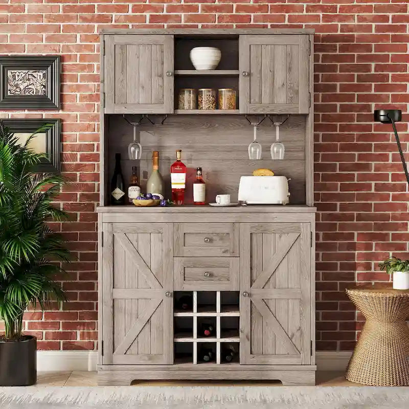 Mobile bar indipendente Off White/Blu/Marrone con portabottiglie