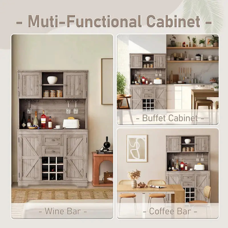 Mobile bar indipendente Off White/Blu/Marrone con portabottiglie