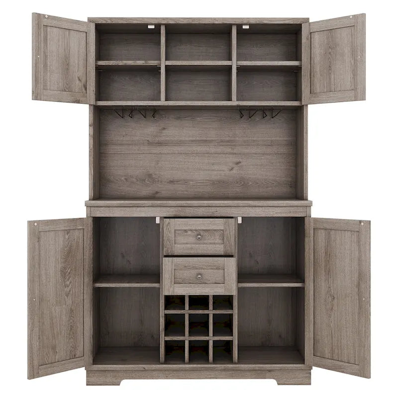 Mobile bar indipendente Off White/Blu/Marrone con portabottiglie