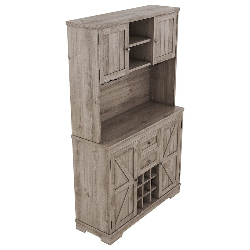 Mobile bar indipendente Off White/Blu/Marrone con portabottiglie
