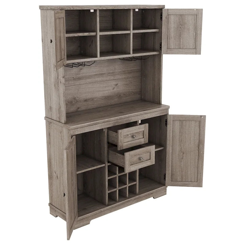 Mobile bar indipendente Off White/Blu/Marrone con portabottiglie