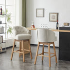 Set di 2 sgabelli da bar girevoli senza braccioli, Naturale e Beige / Nero e Beige / Wengé e Marrone, Altezza seduta 33,25"