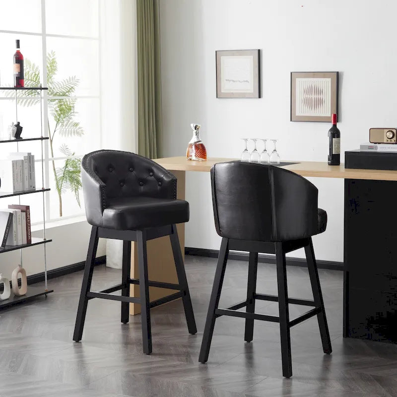 Set di 2 sgabelli da bar girevoli senza braccioli, Naturale e Beige / Nero e Beige / Wengé e Marrone, Altezza seduta 33,25"