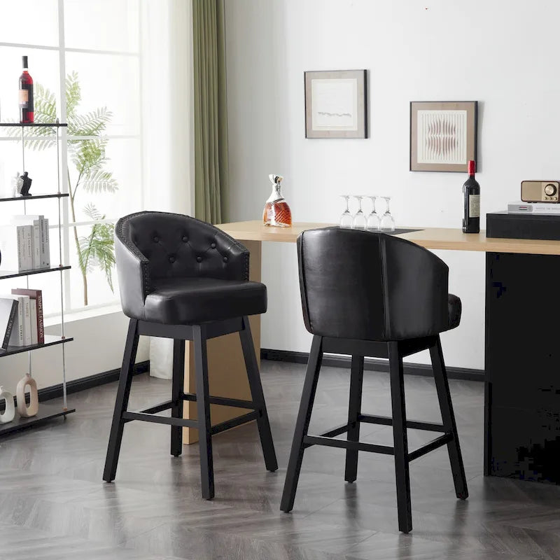 Set di 2 sgabelli da bar girevoli senza braccioli, Naturale e Beige / Nero e Beige / Wengé e Marrone, Altezza seduta 33,25"
