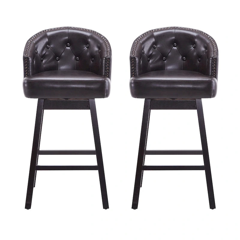 Set di 2 sgabelli da bar girevoli senza braccioli, Naturale e Beige / Nero e Beige / Wengé e Marrone, Altezza seduta 33,25"