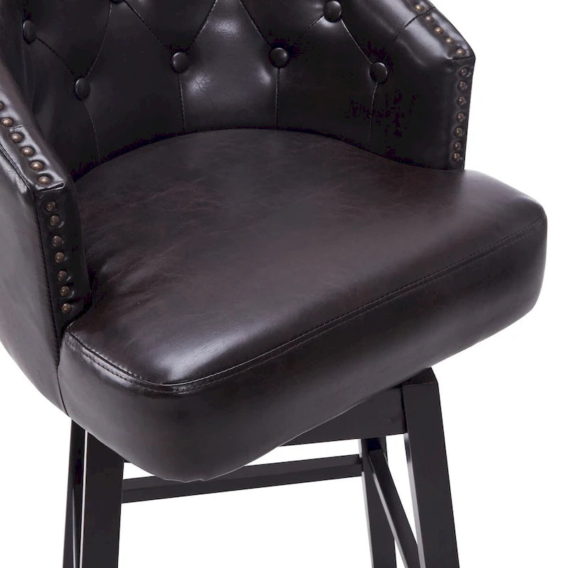 Set di 2 sgabelli da bar girevoli senza braccioli, Naturale e Beige / Nero e Beige / Wengé e Marrone, Altezza seduta 33,25"